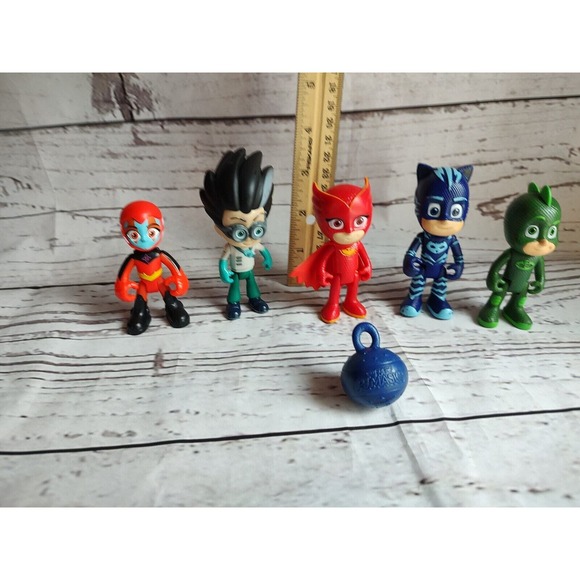 Pj Mask Lot Of 5 Figures And Ball Cat Boy Owlet Gekko Romeo Villan Cake Toppers - Picture 5 of 8